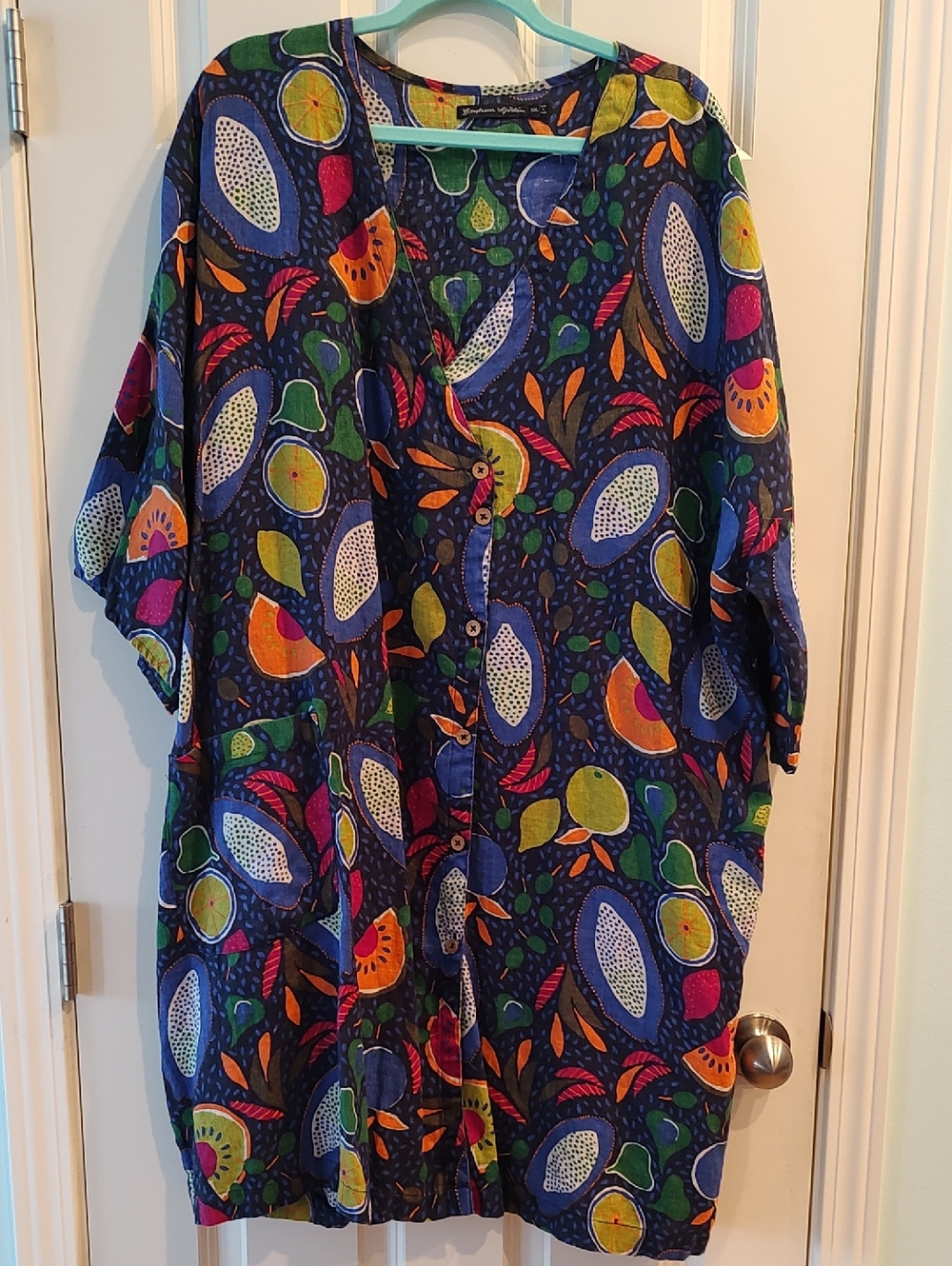Gudrun Sjoden Black Multicolor Fruit-Print Midi Dress